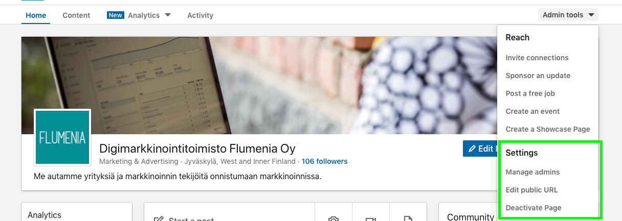 LinkedIn yrityssivun perustaminen 